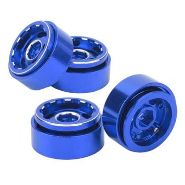 Imagem de Jantes de Roda de Liga de Alminum RC, Jantes Duráveis ​​de 4 Peças à Prova de Ferrugem de 1,0 Polegadas Beadlock para Carros 1/24 Axial SCX24 RC (Azul)