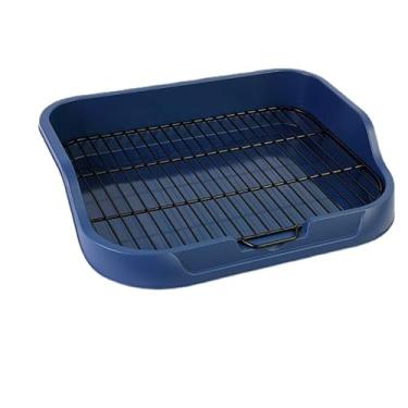 Imagem de Banheiro para cães, suporte de almofada de xixi 19,3 cm × 15,88 cm Pet Indoor Dog Training WC caixa de areia para cães bandeja de penico de plástico (azul)