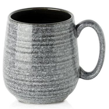 Imagem de Hasense Caneca de café grande, xícara de café de porcelana de 590 ml com alça grande fácil de segurar, caneca de café grande para café com leite sopa de chá como presente de amigo, pode ser lavado na lava-louças e no micro-ondas, 1 peça (cinza escuro)