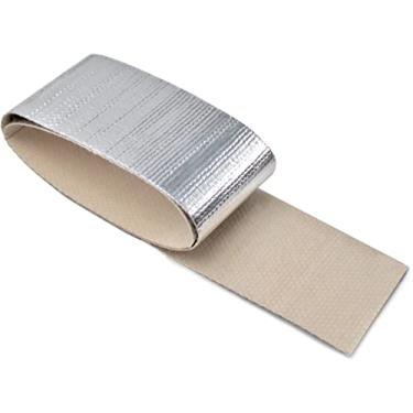 Imagem de Electriduct Fita de barreira de proteção contra calor radiante aluminizada com suporte adesivo proteção de fibra de vidro de alumínio proteção de escape automático capa de mangueira de metal de alta temperatura - prata 5 cm x 63,5 cm