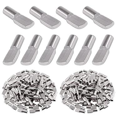 Imagem de Swpeet 120 pinos de prateleira de 5 mm, pinos de metal niquelados em forma de colher de suporte de armário para livros pinos de prateleira para móveis suportes de prateleiras de centros de