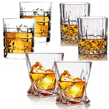 Imagem de Conjunto de 6 copos de uísque – Copos de shot multiestilos – Copos de 295 ml – Copos de pedras para barware para Scotch, Bourbon, bebidas de licor e coquetel, presentes Bourbon para homens – Bezrat