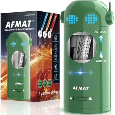 Imagem de AFMAT Apontador de lápis elétrico, apontador de lápis colorido totalmente automático para lápis de 7 a 11,5 mm, entrada e saída automática, apontador de lápis robô para crianças, recarregável, mãos