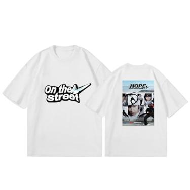 Imagem de Camiseta K-pop J-Hope, camiseta solta na rua, unissex, com suporte, estampada, camiseta de algodão, Branco, GG