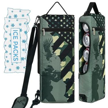 Imagem de Bolsa térmica de golfe mais bolsa térmica com face macia - comporta 6 pacotes de latas ou 2 garrafas de vinho - manga cinza camuflada para cerveja de golfe preta cabe discretamente em sacos de golfe