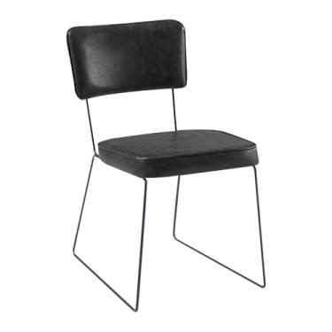 Imagem de Cadeira de Jantar Decorativa Base Aço Preto Luigi PU Preto G17 - Gran Belo