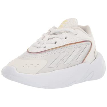 Imagem de adidas Originals Tênis infantil unissex OZELIA J, Branco/branco cristal/quase amarelo (elástico), 6 Infant