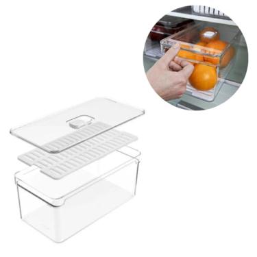 Imagem de Organizador de Geladeira Para Frutas e Verduras 6,8L Acrílico Super Transparente Com Controle de Ventilação