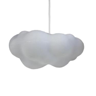 Imagem de Luminária Pendente Teto Infantil Nuvem Fluffy Branca Lustre Abajur Qua