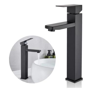 Imagem de Torneira Banheiro Lavabo Luxo Monocomando Alta Metal Preta - Brinovar