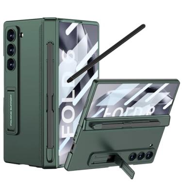 Imagem de YQODSZ Capa para Samsung Galaxy Z Fold 6 com suporte para caneta S + caneta Stylus, capa de telefone com tudo incluído, suporte com proteção de dobradiça, protetor de tela, compartimento para caneta,