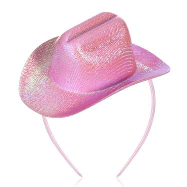 Imagem de Cozypower Chapéu de cowboy de Natal, faixa de cabeça, mini chapéu de vaqueira, chapéus de caubói para fantasia feminina para festa de máscaras, Rosa moderno, about 5.12 x 2.76 x 1.97 inches