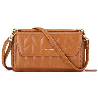 Imagem de nuoku Carteiras femininas com compartimentos para cartão de crédito e bloqueio de RFID para pulso de grande capacidade, 2 - Design marrom