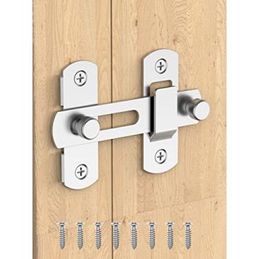 Imagem de Fechadura de porta deslizante de celeiro, travas de porta de aço inoxidável trava de segurança trava de trava para armário de vinho, banheiro, ao ar livre, garagem, jardim, porta de armário (1, prata)