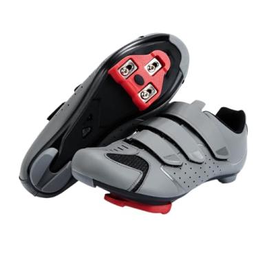 Imagem de Peloton Tênis masculino tamanho 38 a 48 – Compatível com Shimano 2 Bolt Spin Shoes SPD Clips – 3 Bolt Delta Cleats – Sapatos de ciclismo para uso interno e externo para homens e mulheres, Cinza, 16.5