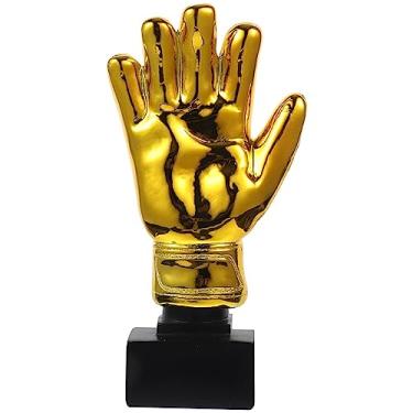 Imagem de ULTNICE Troféu de ouro com revestimento de goleiro de resina luvas de goleiro em forma de futebol prêmios prêmios brinquedo para jogos escolares adereços de festa