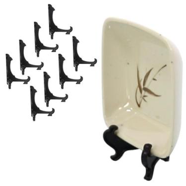 Imagem de Kit  Com  8 Peças Suporte Para Pratos e Azulejos Preto 10cm - AC