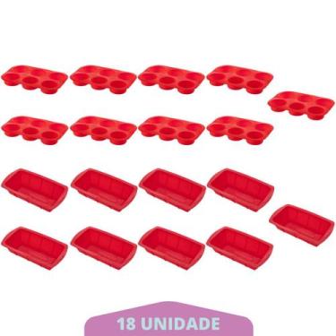 Imagem de 9 Kit Forma Cupcake Bolo + Forma Para Pão Sortida Silicone - QUALITY H