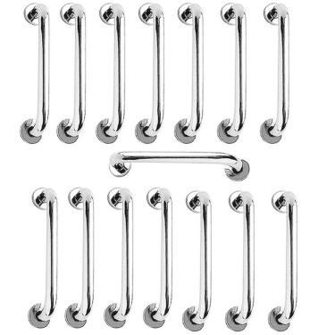 Imagem de Barra de Apoio Barra 40cm Inox Kit 15 Unidades Idoso Cadeirante Deficiente Banheiro Box Acessibilidade Suporte Escada Corrimao Segurança Resistente