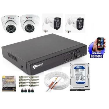 Imagem de Kit Cftv 4 Câmeras Segurança 2mp 1080p 20m + Dvr Multi Hd 4 Canais C/H