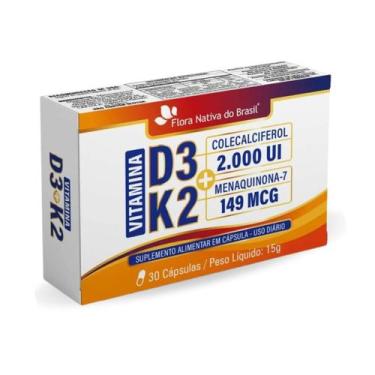 Imagem de Vitamina D3 2000Ui com K2 149mcg 30 Cápsulas Flora Nativa