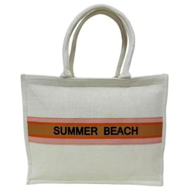 Imagem de Bolsa Tote Creme Feminina Verão Praia Piscina Summer Beach Casual - Li