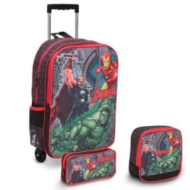 Imagem de Mochila Escolar Juvenil De Rodinhas Vingadores Com Lancheira - TOYS 2U