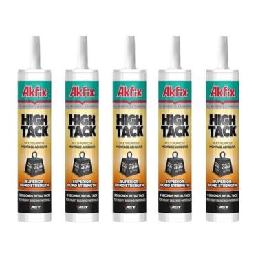 Imagem de Kit 5 Cola High Tack Híbrido Alta Aderência 290ML-486G- Branco - AKFIX