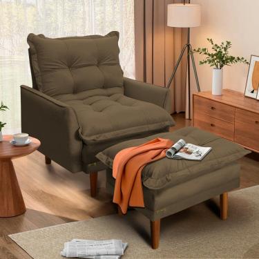 Imagem de Estofado Poltrona Classic 01 Lug Plat Platinum / Marrom Café