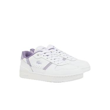 Imagem de Lacoste Tênis feminino T-Clip Set, Branco/roxo claro, 40