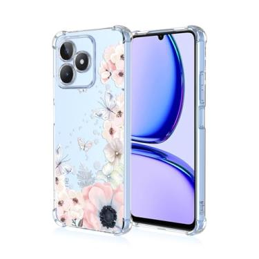 Imagem de RRXSYXL Capa para Oppo Realme C53, Realme C51 4G, Capa Realme Note 50 com estampa floral transparente, capa macia à prova de choque para Oppo Realme C53, Realme C51 4G, Realme Note 50, borboletas de