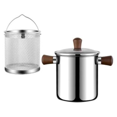 Imagem de IEUDNS Fritadeira pequena de aço inoxidável, mini fritadeira, panela de sopa, ferramenta de cozinha, frigideira, mini fritadeira de óleo para alimentos