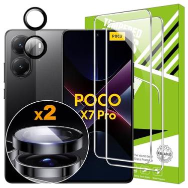 Imagem de zZjoOoj Protetor de Tela para Xiaomi Poco X7 Pro de 6,7 Polegadas, 4 Peças (2 Telas + 2 Lentes de Câmera) em Vidro Temperado com Dureza 9H e Borda Arredondada