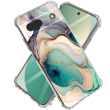 Imagem de CLATUK Capa protetora de lente para câmera Google Pixel 8A, [Marble Slim] + [proteção antiqueda à prova de choque] TPU macio feminino elegante Pixel 8A capas de telefone 2024 6,1 polegadas (Lago