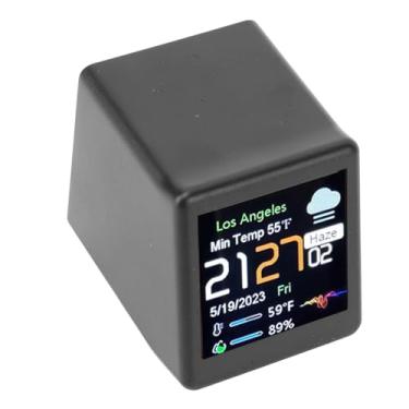 Imagem de Relógio Eletrônico de Mesa Inteligente, Relógio Meteorológico Digital Com Tela LCD Com Medidor de Temperatura Previsão do Tempo Calendário Iluminação Mês Exibição (BLACK)