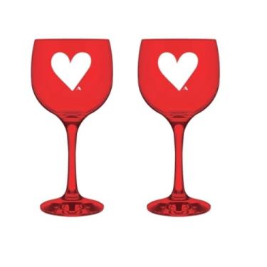 Imagem de Taça De Vidro Drinks Vermelha 615ml Kit 2 Unidades