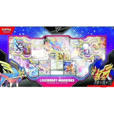 Imagem de Pokemon TCG: Legendary Warriors Premium Collection Box, Zacian Zamazemta Promos, Gift for Kids, 14 Booster Packs from Sword & Shield
