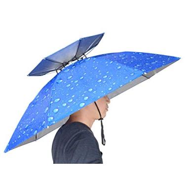 Imagem de NEW-Vi Chapéu de guarda-chuva compacto dobrável de camada dupla de 94 cm de diâmetro para pesca e jardinagem ao ar livre