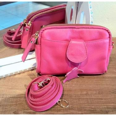 Imagem de Carteira Bolsa Feminina em Couro Rosa - 830 - Mobelli Cosméticos