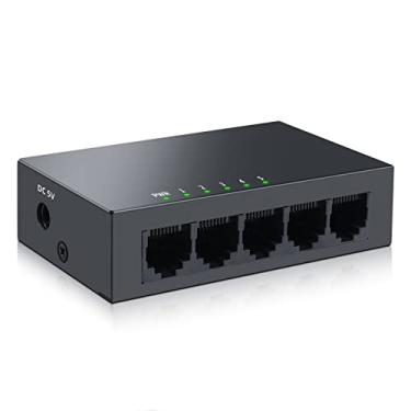 Imagem de Sodola Switch Ethernet Gigabit de 5 Portas|Mini Switch de Caixa Metálica|Ligar e Usar|Design Sem Ventilador| Divisor Ethernet de Desktop | Switch de Rede Silencioso Não Gerenciado
