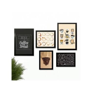 Imagem de Kit 5 Quadros Cantinho do Café Placas Decorativas Take Coffee Break - 