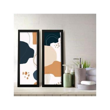 Imagem de Kit 2 Quadros Decorativos Banheiro Lavabo Floral Dourado Claro - NoBra