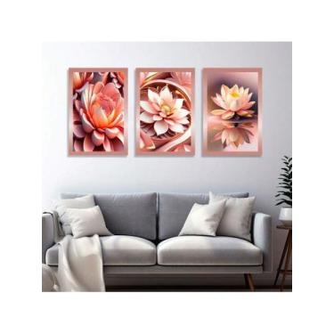Imagem de Quadros Decorativos Flores Vermelha Pétalas Rosas Quarto Sala - Pri D'