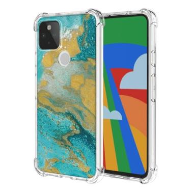 Imagem de JDYGWK Capa para Pixel 5 Google 5, estampa floral transparente, silicone TPU macio, fina, à prova de choque, capa protetora antiarranhões para Google Pixel 5, Mar Verde