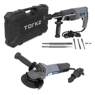 Imagem de Martelete Perfurador Rompedor Torkz TRE0002 e Esmerilhadeira Angular 4.1/2" (115mm) TRE0003