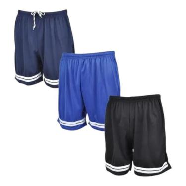 Imagem de Kit 3 shorts masculino academia futebol lazer esportivo 100% poliéster