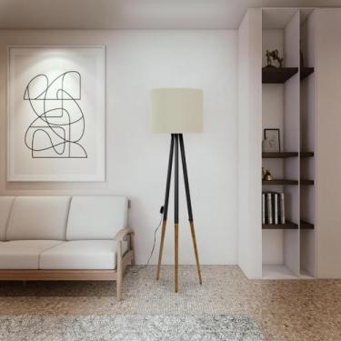 Imagem de Abajur Chão Ranna Palha Tripé Bivolt Ambientes Sala Quarto - Rodrigues