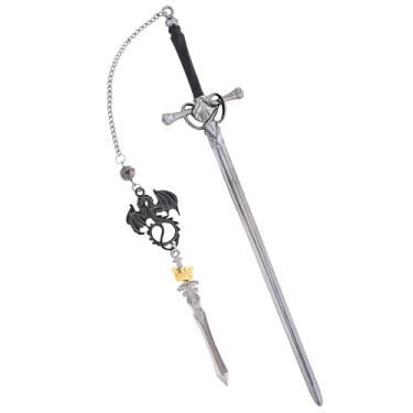 Imagem de Berirexrion Marcadores de livro Fantasy Dragon Sword - Presentes legais para leitura de livros de quarta asa, homens, engraçados, preto, mercadoria, borlas, marcadores de página de metal, amantes de