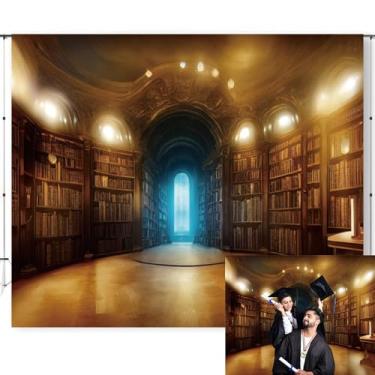 Imagem de Caaerttply Estante de madeira para biblioteca, pano de fundo vintage de madeira, cenário fotográfico para fotografia, 3 x 2,4 m, festa de formatura, conferência para bebês, meninos, adultos, papel de