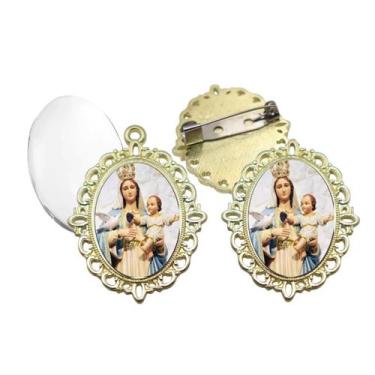 Imagem de Broche com Relicario Dourado Nossa Senhora da Esperança Terno Noivo la